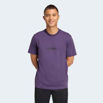 adidas T-Shirt ADIDAS SPORTSWEAR ESSENTIALS LINEAR SINGLE JERSEY, Herren, Gr. M, aurora plum, schwarz, Obermaterial: 100% Baumwolle, normal, Rundhals, Shirts
