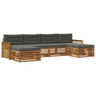 vidaXL Juegos De Sof&aacute;s Con Coj&iacute;n 6 Pcs Madera De Acacia S&oacute;lida Vidaxl