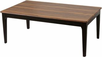 Mendler Mesa de centro HHG-648, mesa auxiliar mesa de sof&aacute; madera maciza hdf laminado melamina 46x120x70cm sheesham aspecto madera patas oscuras