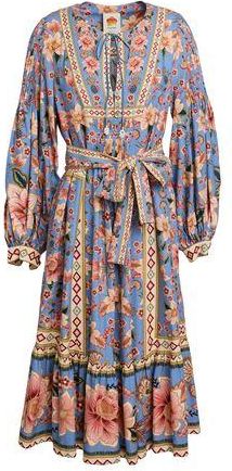 Farm Rio SUPERBLOOM TAPESTRY BLUE MIDI DRESS