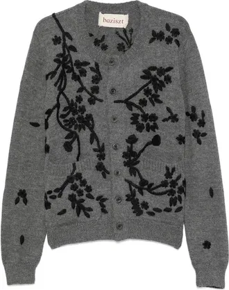 Baziszt Floral-embroidered Cardigan