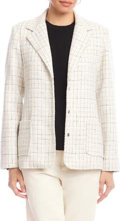 Karen Kane Check Tweed Blazer in Black/Off White at Nordstrom, Size X-Large
