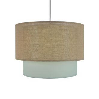 Sulion L&aacute;mpara colgante de rat&aacute;n y lino verde D50cm