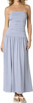 Nia Santal Strapless Dress In Slate Blue