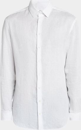 Giorgio Armani Mens Classic Solid Linen Sport Shirt