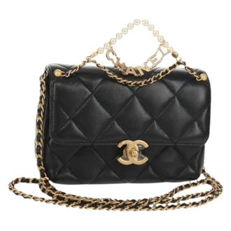 Chanel Pre-owned Vintage Leren Crossbodytas - Dames - Pre-owned - Zwart - Maat: ONE Size Leer