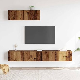 Berkfield Home Classic 3 Piece TV Cabinet Set Wall-mounted Old Wood Engineered Wood in Brown