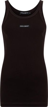 Dolce & Gabbana Ribgebreide Katoenen Tanktop - Heren - Tops zonder mouwen - Bruin - M - Katoen - Tops