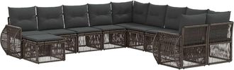 vidaXL Conjunto De Sof&aacute;s De Jard&iacute;n 11 Uds. Gris Rat&aacute;n Sint&eacute;tico Vidaxl