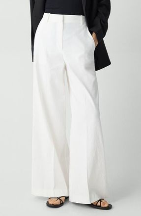Theory Linen Blend Wide Leg Pants in White at Nordstrom, Size 12