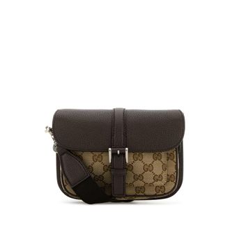 Gucci Brown Leather Mini Gg Crossbody Bag