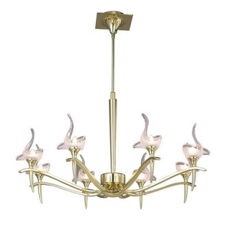 Netlighting Viena Telescopic Pendant Round 8 Light G9 Polished Brass in Gold