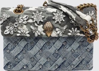 Kurt Geiger Borsa Kensington in denim intrecciato con cristalli
