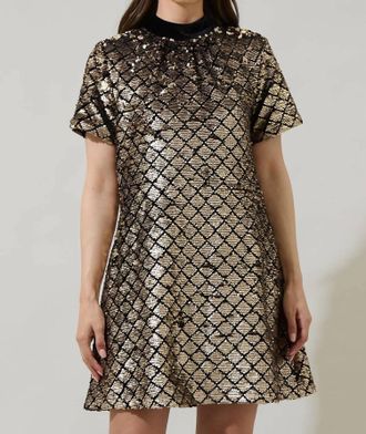 Sugarlips Leslie Sequin Nova Back Bow Tie Mini Dress In Silver