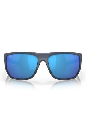 Costa Santiago 63mm Oversize Polarized Rectangular Sunglasses in Blue Mirror at Nordstrom