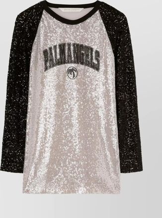 Palm Angels mini dress sequin design crew neck