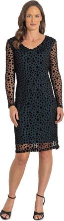 Klass Polka Dot Fitted Mesh Dress - Black - 16