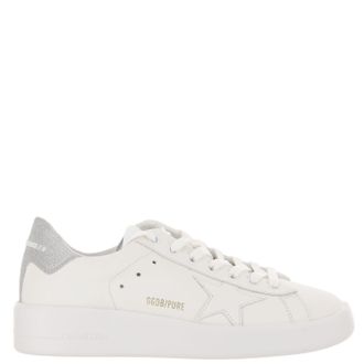 Golden Goose White Purestar Glitter Heel Leather Sneakers