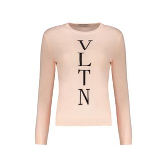 Valentino WomenS Pink Wool Crewneck Sweater, Size 44