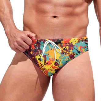 Generic Mens Swimming Trunks Briefs Low Waist Swimwear Soft and Comfortable Elastic Mens Swim Briefs Drawstring Swimsuit Underwear Swimwear Brief Quick Dry Pr