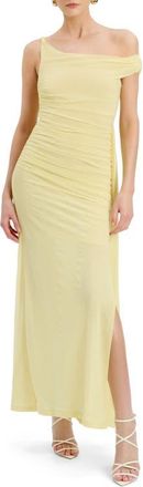 Bardot Layana Ruched Asymmetric Gown in Canary Yellow at Nordstrom, Size X-Large