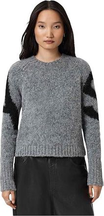 AllSaints Sylvie Jumper Womens Sweater Grey/Black : LG, Elastane/Polyamide