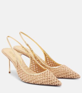 PARIS TEXAS Lidia leather-trimmed slingback pumps