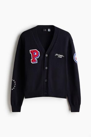 H&M Regular Fit Embroidered-motif Cardigan in Navy Blue/nba at Nordstrom, Size Xx-Large