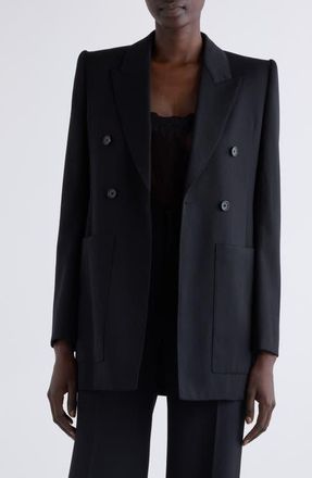 Chloé Double Breasted Wool Blazer in Black at Nordstrom, Size 4 Us