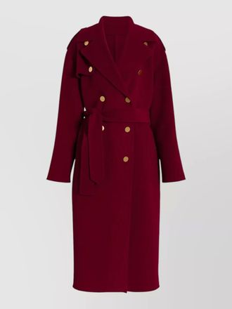 Alberta Ferretti long jacket belted waist epaulettes buttons lapels