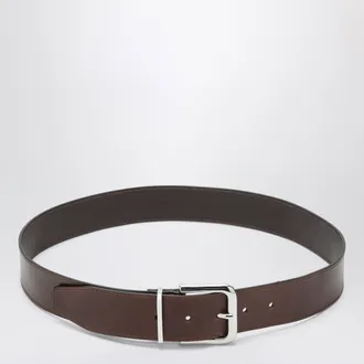 Frankie Shop Sarno belt in brown leather with silver buckle