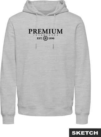 Jack & Jones Kapuzensweatshirt JACK & JONES JPRBLACHARLES SWEAT HOOD FST, Herren, Gr. XL, wei&szlig; melange, angeraute Sweatware, Obermaterial: 100% Polyester, bedruckt