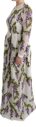 Dolce & Gabbana Womens White Floral Embroidered Maxi Dress Cotton