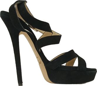 Jimmy Choo London Jimmy Choo Louise Crisscross Platform Sandalen in Zwart Su&egrave;de