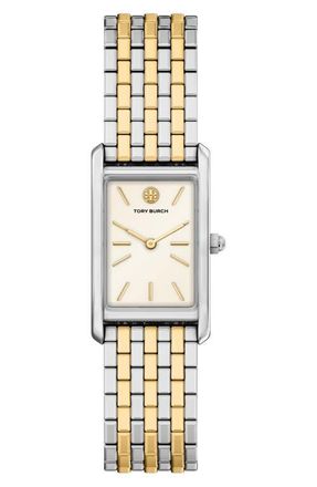 Tory Burch The Eleanor Slim Tank Bracelet Watch, 20mm x 34mm in Two Tone at Nordstrom
