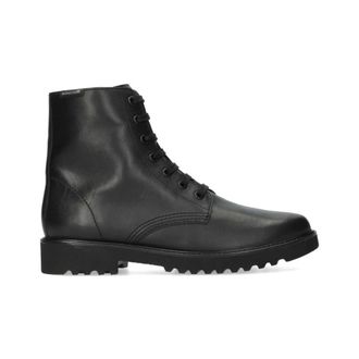 Mephisto Zwarte leren enkellaars voor dames - Dames - Veterlaarzen - Zwart - 36 EU - Leer - Schoenen
