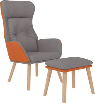vidaXL Sill&oacute;n De Relax Con Taburete Tela Y Cuero Sint&eacute;tico Gris Claro Vidaxl