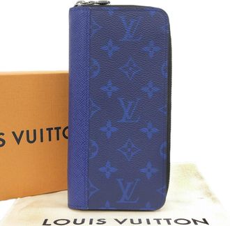 Louis Vuitton Taigarama Blue Cobalt Pvc Long Wallet (Bi-Fold) (Pre-Owned)
