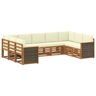 vidaXL Conjunto De Sof&aacute;s De Exterior 7 Uds. Natural Y Crema Vidaxl