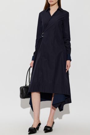 Loewe Asymmetrical Dress With Belt, Womens, Navy Blue