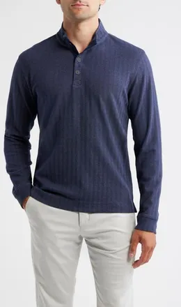 Johnnie-O Herringbone Long Sleeve Henley in Navy at Nordstrom, Size Xx-Large