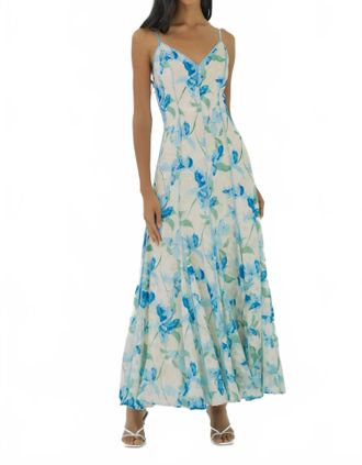 Hutch Tamsin Midi Dress In Ivory Sky Watercolor Vining Daffodils