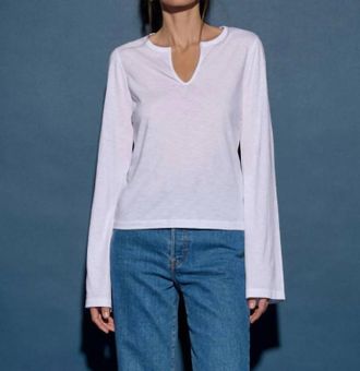 Nation Ltd Lian Long Sleeve Tee Top In White