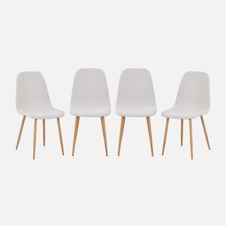 Sweeek Silla De Madera Y Tela Con Patas Color Natural, Set De 4