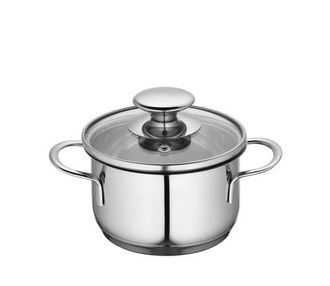 K&uuml;chenprofi Mini Stockpot w/ Glass Lid, 0.7 qt., 4.75-Inch Diameter in Silver at Nordstrom