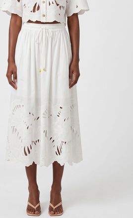 Zimmermann Gonna midi Mahon a ruota in cotone con vita alta elasticizzata