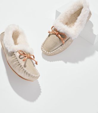 Talbots Ruby Metallic Suede Moccasins Shoes - Gold - 10M Talbots