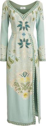 Etro Jurk met zijsplit en jacquard - Groen