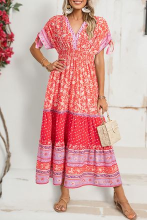 Azura Exchange Floral Print Maxi Jurk met Laagjesrok