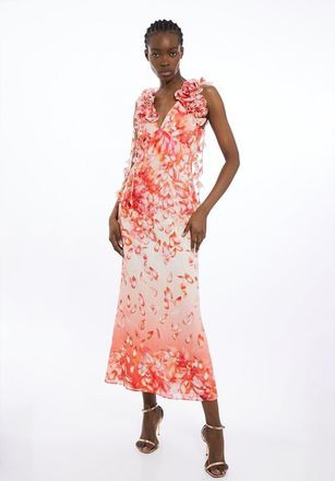 Karen Millen Floral Applique Woven Halter Woven Maxi Dress